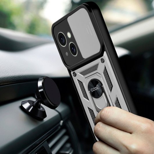 Cool Funda Hard Ring Plata para iPhone 15 Plus