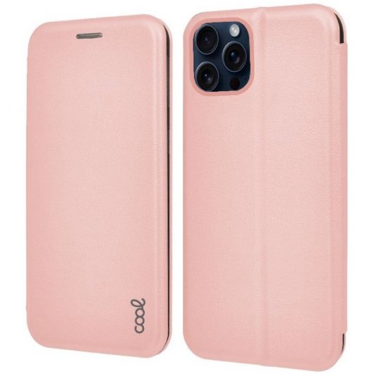 Étui à rabat Cool Elegance en or rose pour iPhone 15 Pro