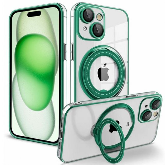 Cool Funda Ring Magnética Verde para iPhone 15 Plus