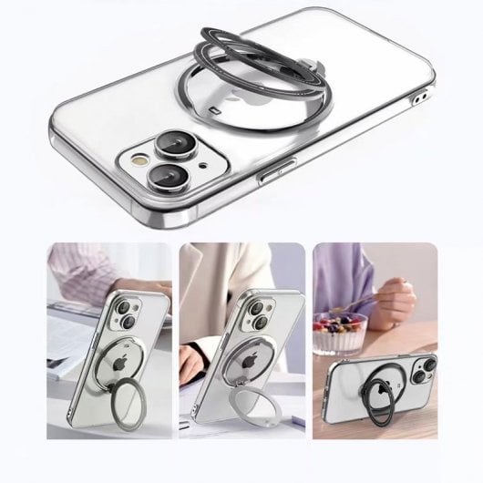 Cool Funda Ring Magnética Rosa para iPhone 15 Pro