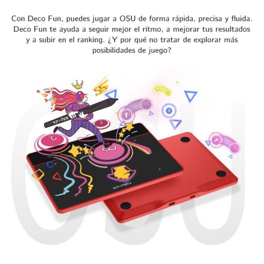 XP-Pen Deco Fun S Tableta Gráfica USB-C Roja