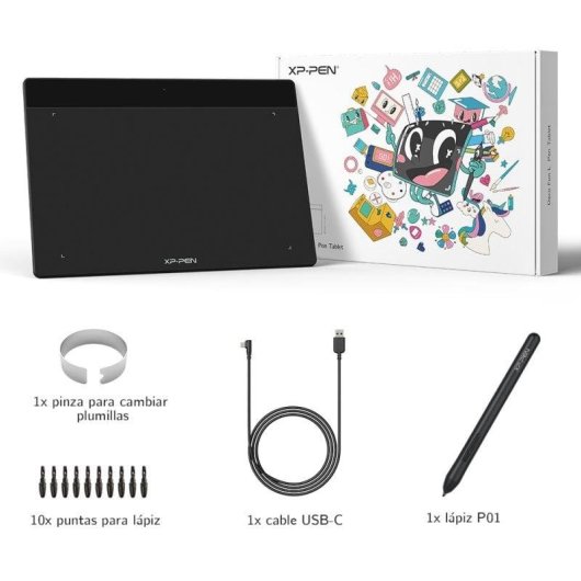 Tablette graphique XP-Pen Deco Fun S USB-C 8192 niveaux Noir