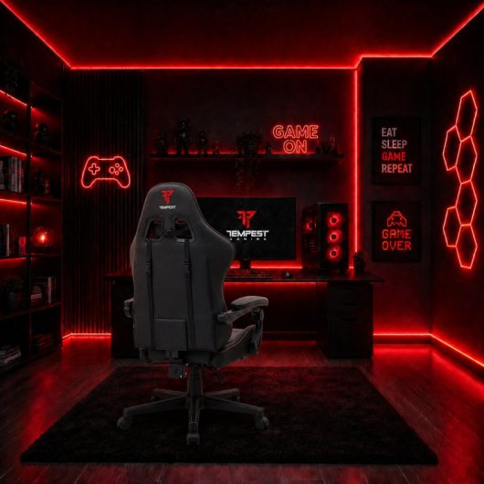 Tempest Shake Silla Gaming con Reposapiés y Masaje Negra