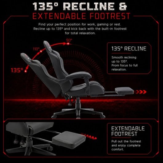 Tempest Shake Silla Gaming con Reposapiés y Masaje Negra