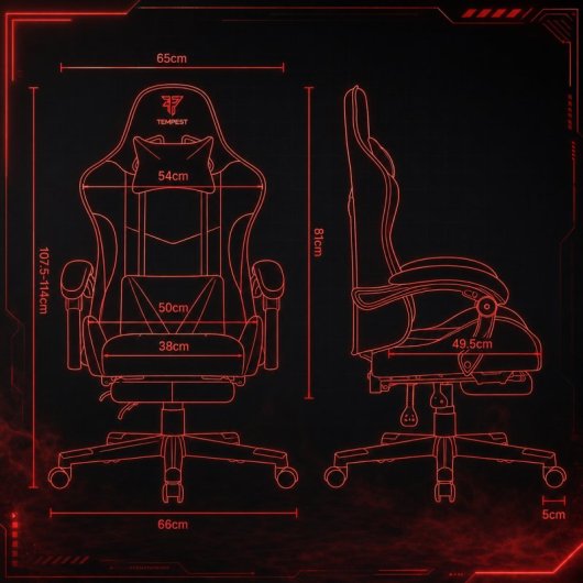 Tempest Shake Silla Gaming con Reposapiés y Masaje Negra