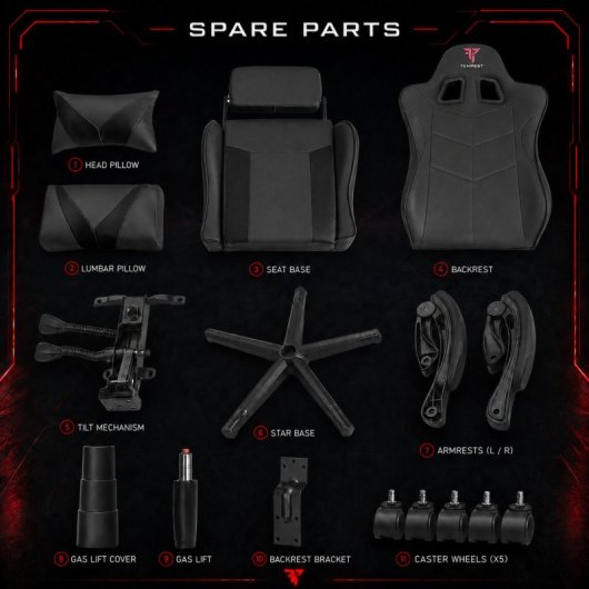 Tempest Shake Silla Gaming con Reposapiés y Masaje Negra