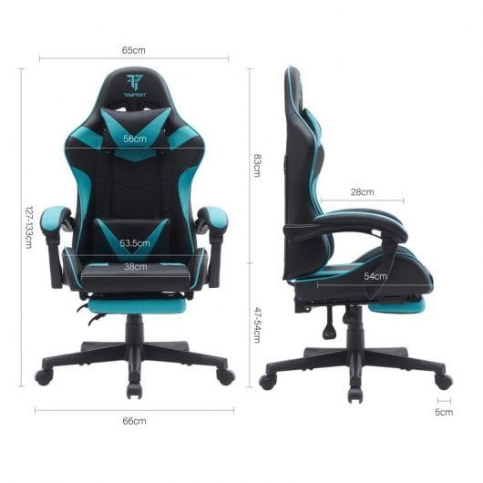 Chaise de jeu Tempest Shake avec repose-pieds et massage turquoise