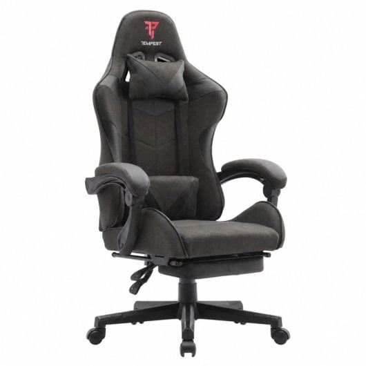 Tempest Shake Gaming-Stuhl mit Fußstütze und Massage, Schwarz, atmungsaktiver Stoff