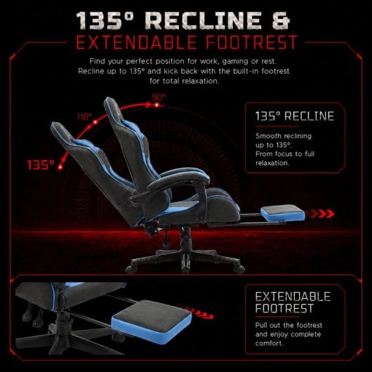 Tempest Shake Silla Gaming con Reposapiés y Masaje Negra/Azul Tela Transpirable