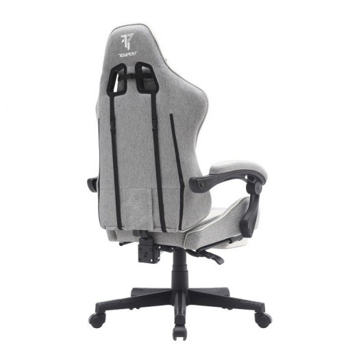 Chaise de jeu Tempest Shake avec repose-pieds et massage en tissu respirant gris/blanc