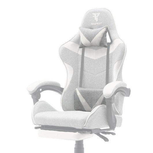 Chaise de jeu Tempest Shake avec repose-pieds et massage en tissu respirant gris/blanc