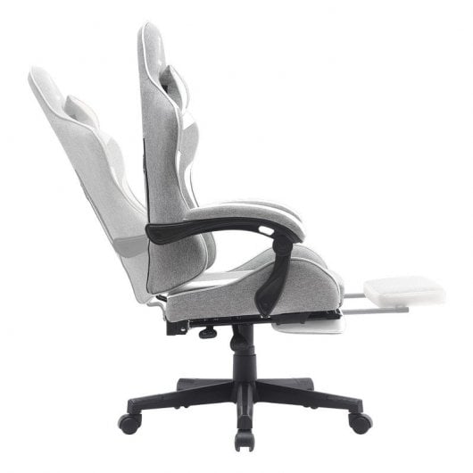 Chaise de jeu Tempest Shake avec repose-pieds et massage en tissu respirant gris/blanc
