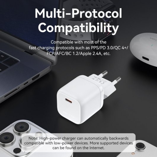 Vention FAKP0-EU Carregador de Parede PD USB-C 30W Rosa