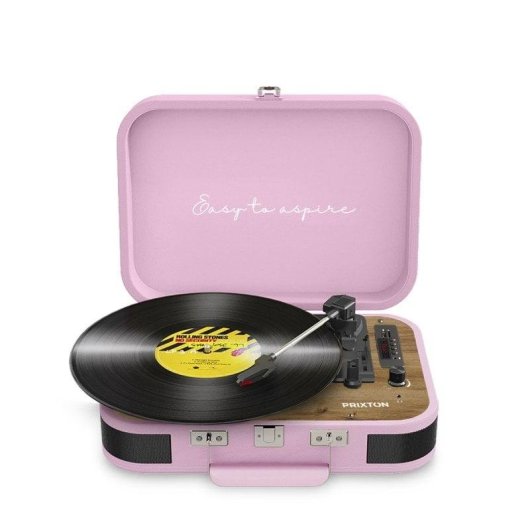 Tocadiscos Prixton VC600 Bluetooth 6W RMS Tracção Correia USB MicroSD Rosa