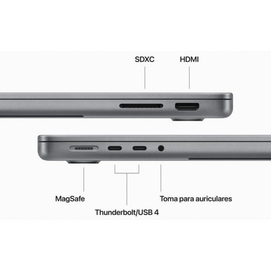 Apple Macbook Pro Apple M3 8 Núcleos/8GB/512GB SSD/GPU 10 Núcleos/14" Gris Espacial