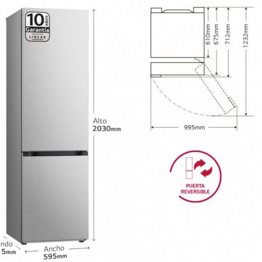 LG GBV7280CMB Frigorífico Combi No Frost C Acero Inoxidable