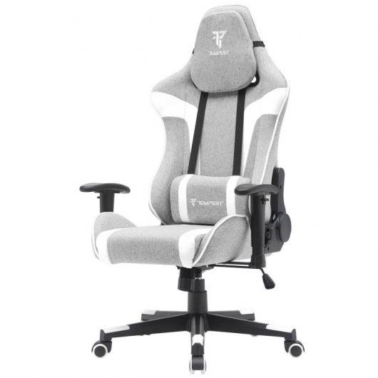 Sedia da gaming Tempest Conquer Tessuto traspirante grigio/bianco
