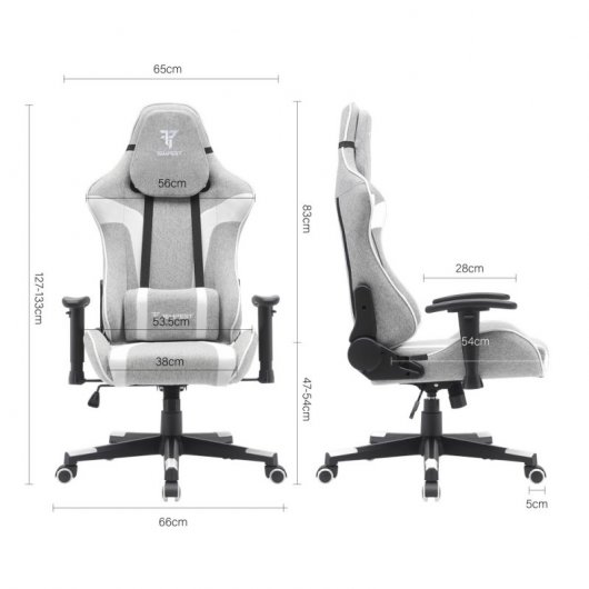 Sedia da gaming Tempest Conquer Tessuto traspirante grigio/bianco