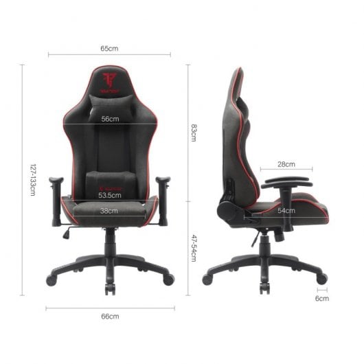 Tempest Vanquish Silla Gaming Negra/Roja Tela Transpirable