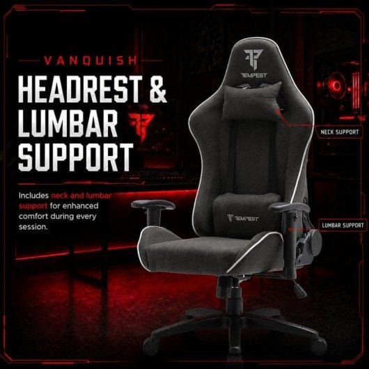 Tempest Vanquish Silla Gaming Negra/Blanca Tela Transpirable