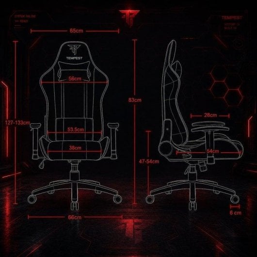 Tempest Vanquish Silla Gaming Negra/Blanca Tela Transpirable