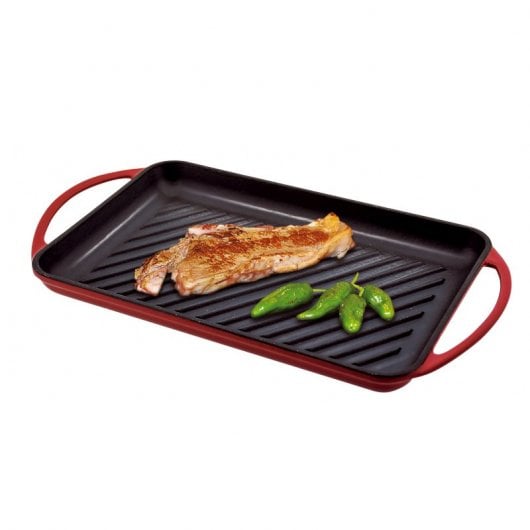 Jata Gr33 Plancha De Asar Grill Hierro Fundido Inducción 33 X 21,5 Cm Roja
