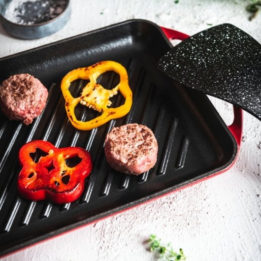 Jata Gr33 Plancha De Asar Grill Hierro Fundido Inducción 33 X 21,5 Cm Roja
