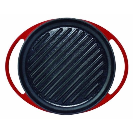 Jata GR25 Plancha Grill de Hierro Fundido Esmaltado para Inducción 25 cm Roja