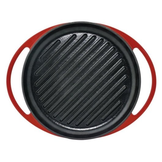 Jata GR25 Plancha Grill de Hierro Fundido Esmaltado para Inducción 25 cm Roja