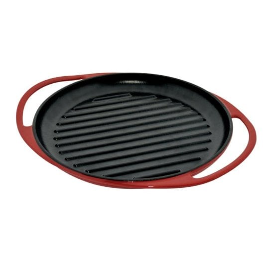 Jata GR25 Plancha Grill de Hierro Fundido Esmaltado para Inducción 25 cm Roja