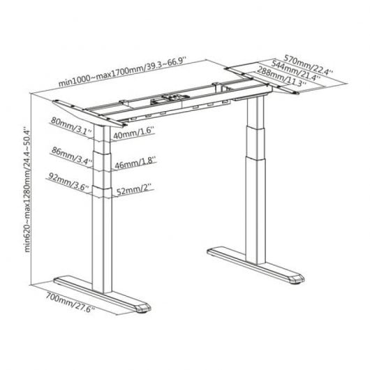 Kimex Escritorio Motorizado Sentado/de Pie 150x75cm, Altura 62-128cm, Tablero Nogal / Base Gris, Conectado