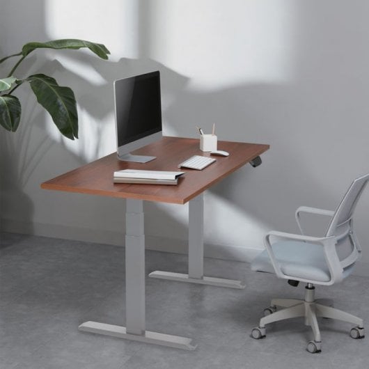 Kimex Escritorio Motorizado Sentado/de Pie 150x75cm, Altura 62-128cm, Tablero Nogal / Base Gris, Conectado