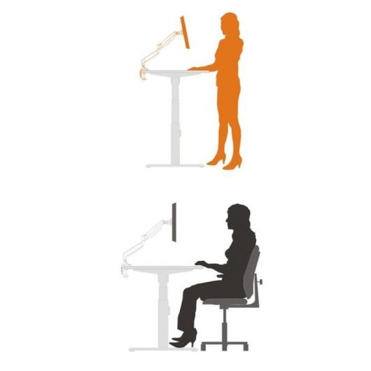 Bureau assis/debout motorisé Kimex 120x75 cm, hauteur 62-128 cm, plateau noyer / base grise, connecté