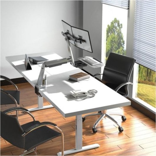 Kimex Escritorio Motorizado Sentado/de Pie 180x75cm, Altura 62-128cm, Tablero Blanco / Base Blanca, Conectado