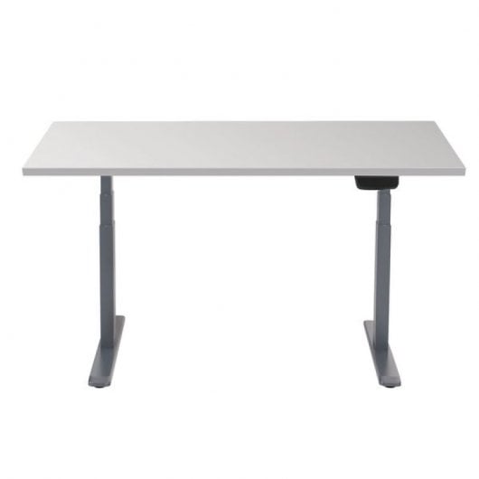 Scrivania Sit/Stand motorizzata Kimex 120x75 cm, altezza 62-128 cm, piano bianco/base grigia, collegata