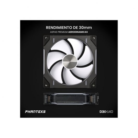 Phanteks D30-140 Single Regular 140mm DRGB PWM Ventilador Suplementario Negro