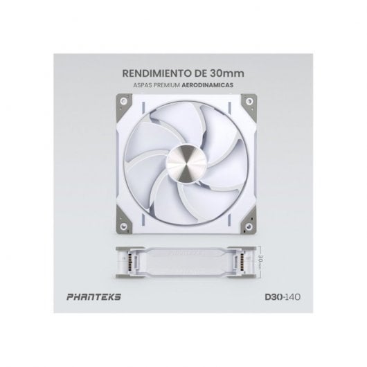 Phanteks D30-140 Single Reverse 140mm DRGB PWM Ventilador Suplementario Blanco