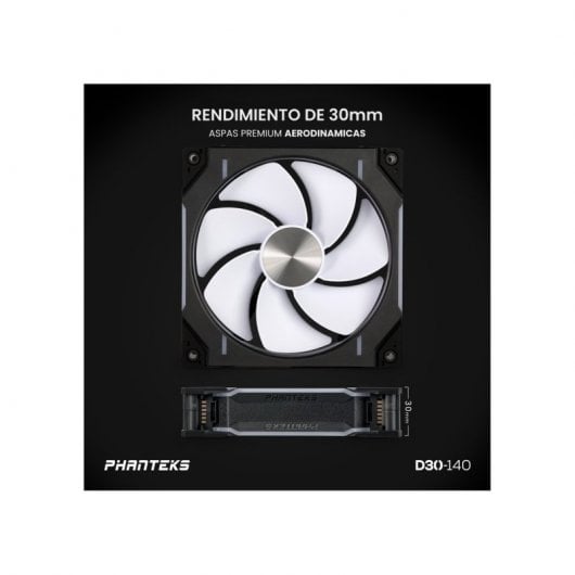 Phanteks D30-140 Single Reverse 140mm DRGB PWM Ventilador Suplementario Negro