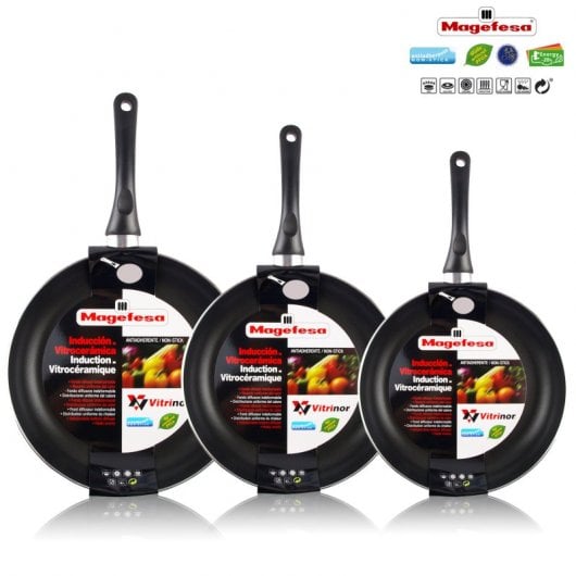 Magefesa Vitral Set mit 3 Pfannen aus gestanztem Aluminium, antihaftbeschichtet, Induktion, 20/24/28 cm