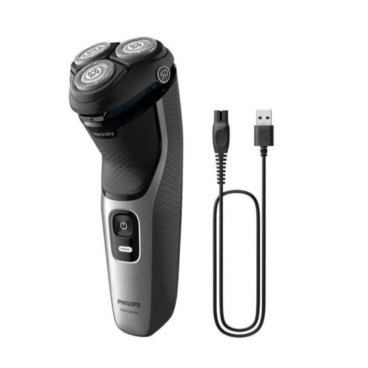 Máquina de Barbear Facial Philips Shaver Series 3000 S3143/00 Recarregável 60 min Seco e a Húmido 3 Cabeças Flexíveis Carga Rápida