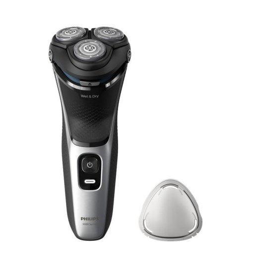 Máquina de Barbear Facial Philips Shaver Series 3000 S3143/00 Recarregável 60 min Seco e a Húmido 3 Cabeças Flexíveis Carga Rápida