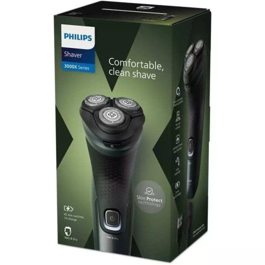 Philips Shaver 3000X Series X3052/00 Rasoio Elettrico Wet & Dry Nero/Verde