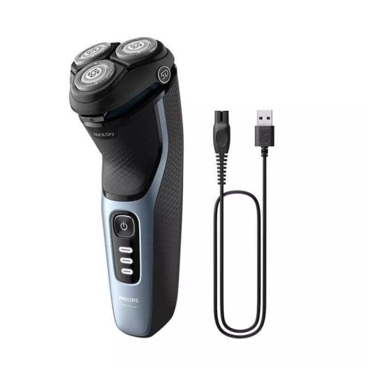 Afeitadora Facial Philips Shaver Series 3000 S3243/12 Inalámbrica 60min Seco y Mojado Cabezales Flexibles Carga Rápida