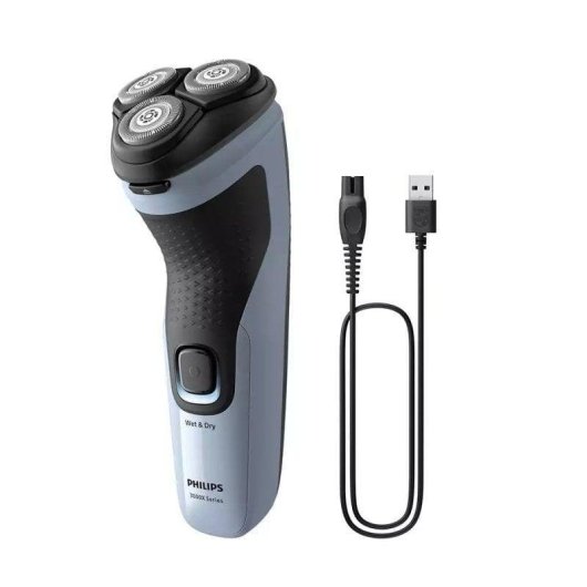 Rasoir pour Visage Philips Shaver 3000X X3003/00 Sans Fil 40min Sec et Humide 3 Têtes Flexibles