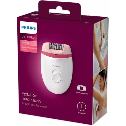 Philips Satinelle Essential BRE235/00 épilateur Rose, Blanc