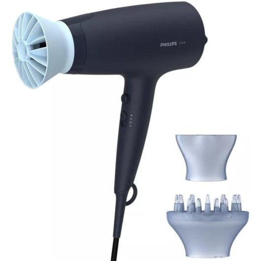 Sèche-cheveux Ionique Philips 3000 Series BHD360/20 2100W 6 Températures 6 Vitesses avec Accessoires Bleu Marine