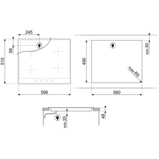 Smeg P864PO Placa de Cocción Cerámica 4 Zonas Crema