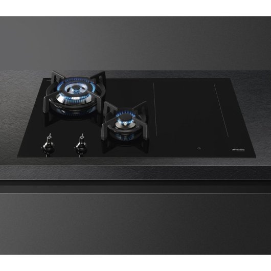 Smeg PM3743D Encimera de Cocción Mixto 4 Zonas 75cm Negro
