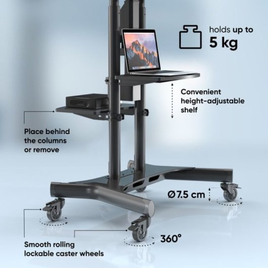 Onkron TS1881E-B Soporte TV 50"-86", 90kg max, VESA 800x500, Motorizado, Altura Regulable, Negro