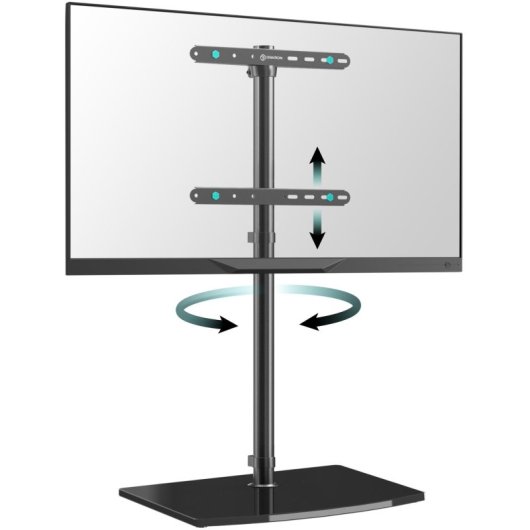 Onkron TS5065-B Soporte TV Giratorio 30"-60" Cristal Templado Hasta 41Kg Vesa 400x400 Negro